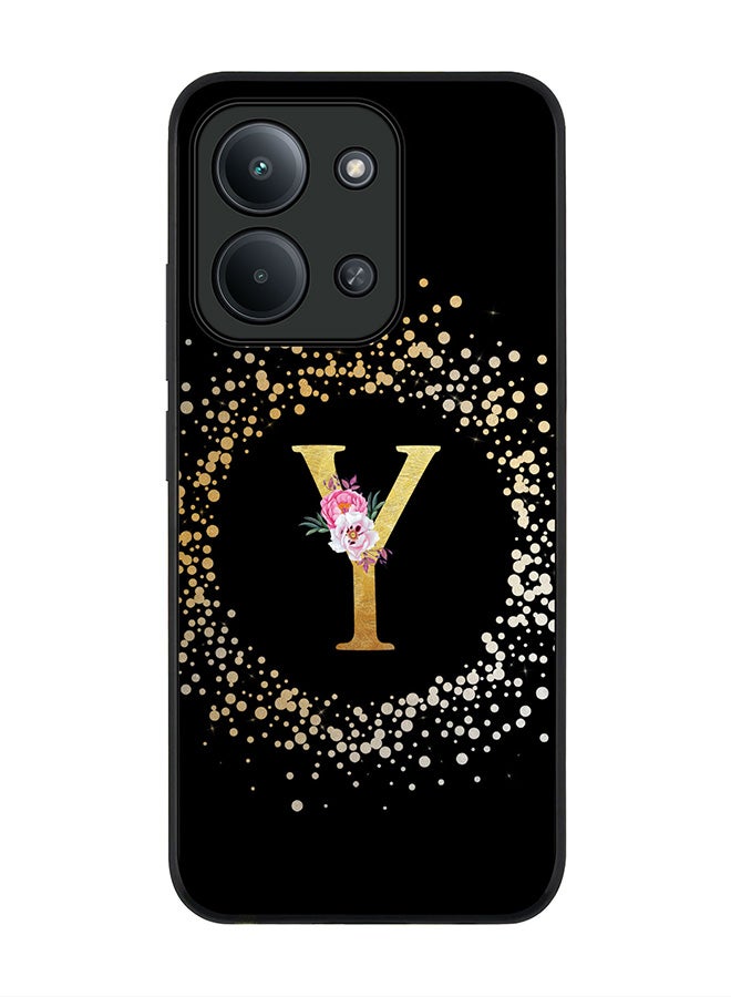 For Xiaomi Poco C85 4G Case,Slim fit Camera Protection, Shockproof Thin Phone cover  - Custom Monogram Floral - Y ( Black )